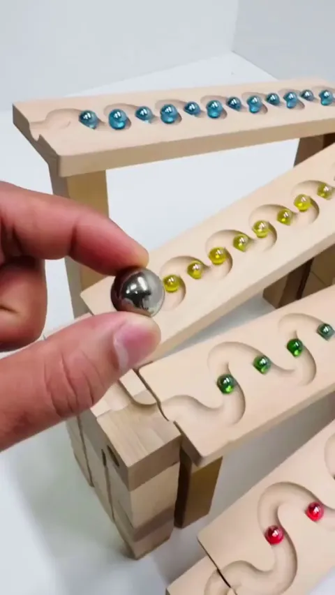 Wooden marble run
