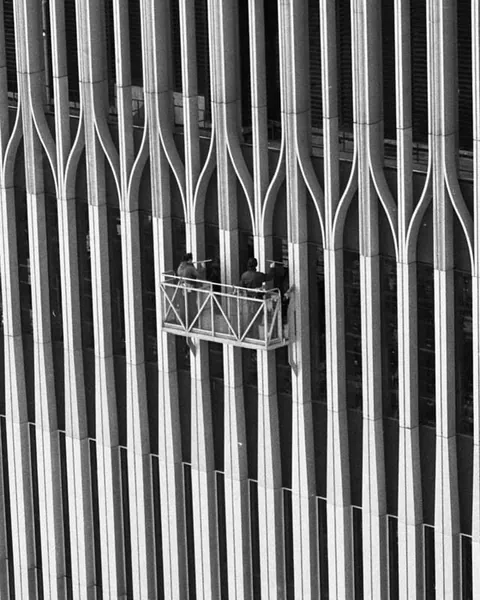 Photos that show the facade of the original World Trade Center . . .