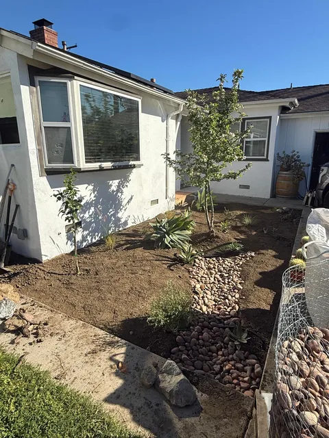 Small Front Yard Overhaul - Desert Landscape with Dry Creek in SoCal