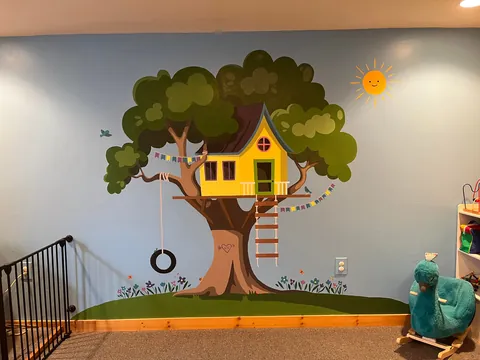 Playroom mural for our little girl is complete!