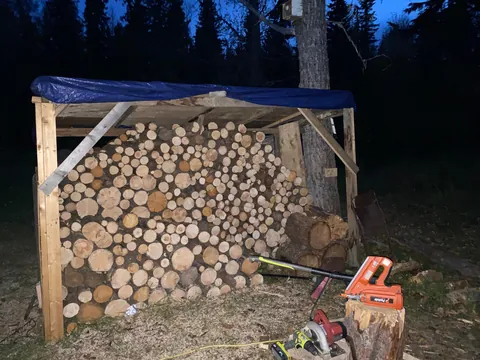 Made a wood shed while i sawed &amp; and stacked today - took about 9 hr
