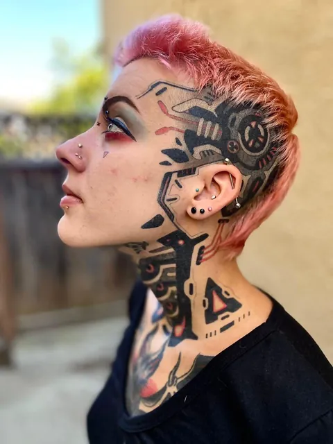 One of a kind Cyber Dot headpiece-Free Hand Only. Fresh+Healed. Done by me, Wruce Bayne. Philadelphia Based.