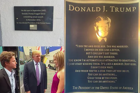 Plaque placed in dishonor of Trump's comments in the Access Hollywood tape