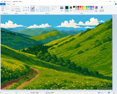 [OC] Green Hills study with MS Paint