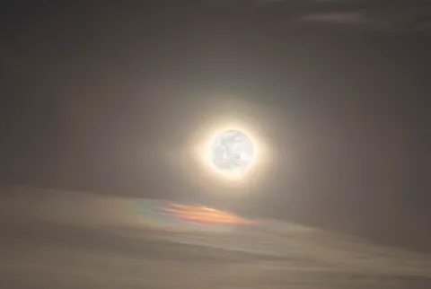 Moon with color refractions
