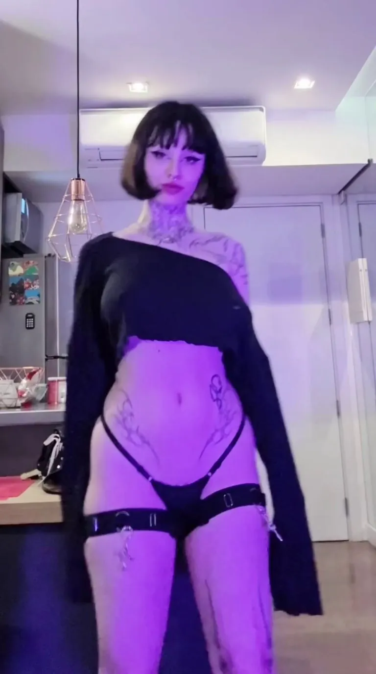 Sexy pose goth titties reveal