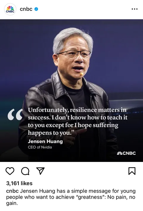 CEO of soon to be the most valuable company in the planet wants you to suffer