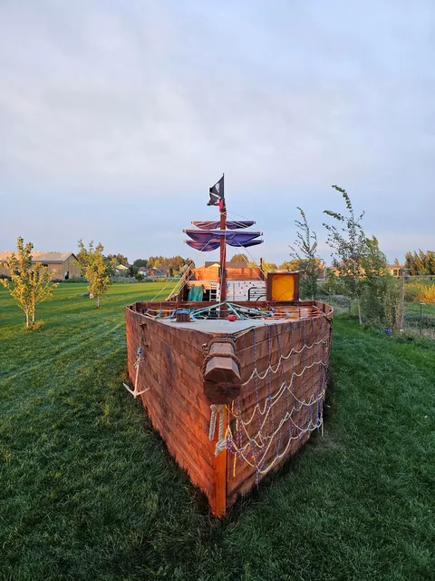 I built a pirate ship in my back yard for my kids after seeing how much a big playsets were.