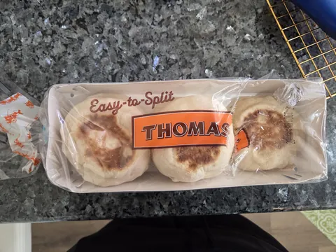 How my girlfriend opened the new pack of English muffins.