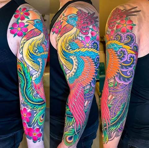 A Phoenix Sleeve Tattoo by Adam Sky, Private Studio, San Francisco, Bay Area, California