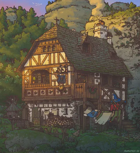 The Golden Goose Tavern, Aurumek (me), Procreate, 2025