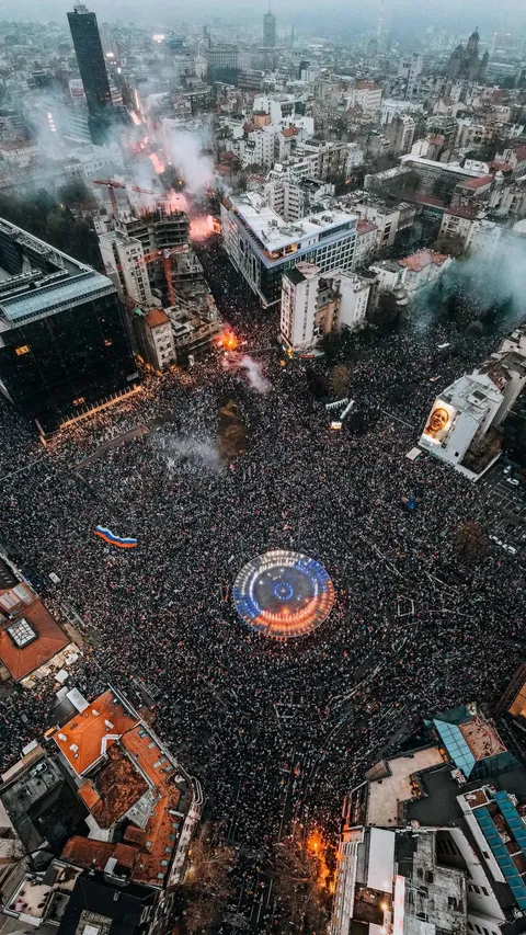 The largest protest in Serbian history from a drone