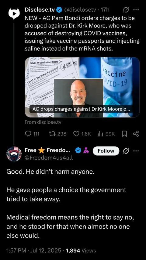 Doctor who gave saline instead of vaccine "didn't harm anyone."