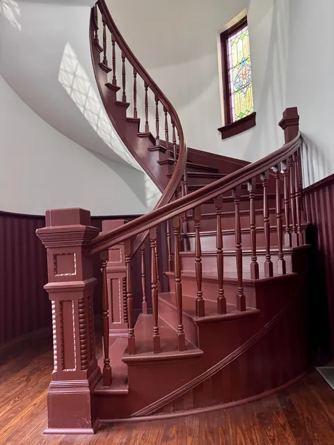 Reading under stained glass at my local library