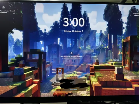 Windows lock screen is an advertisement for Minecraft Dungeons II