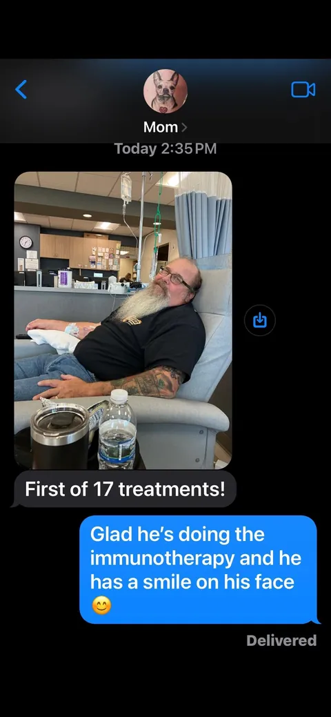My Dad had his first round of Immunotherapy today so he can stay cancer free