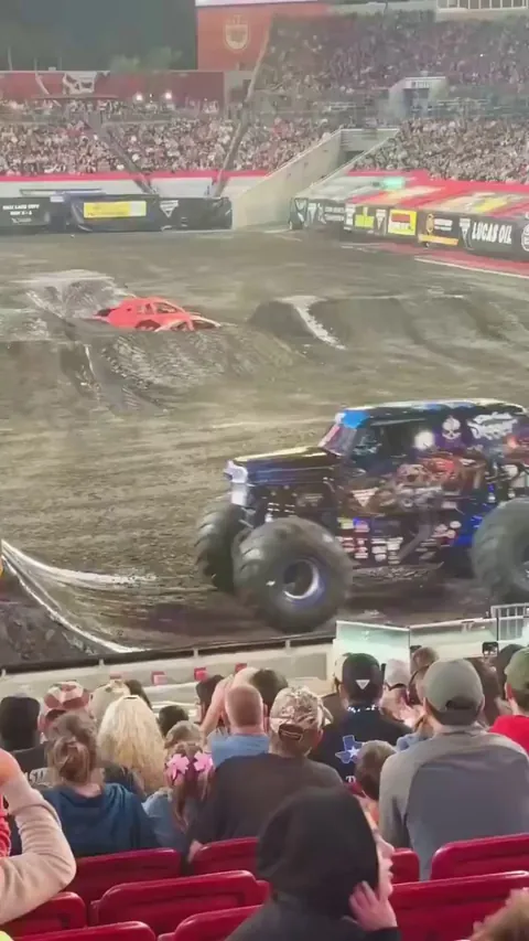 Grave Digger getting some serious air and showing off driving skills