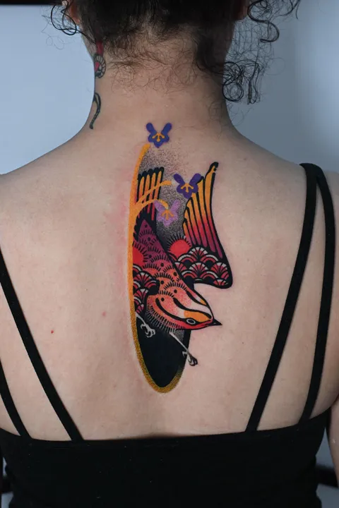Sparrow by Max Murphy at Living Lore Tattoo in Ellicott City, MD