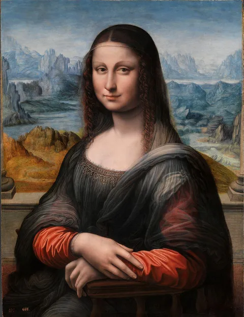 La Gioconda del Prado: a better preserved exact copy of the Mona Lisa, made by one of da Vinci's students. Discovered in 2012 underneath an overpainting. It shows details that are not visible in the Mona Lisa anymore.