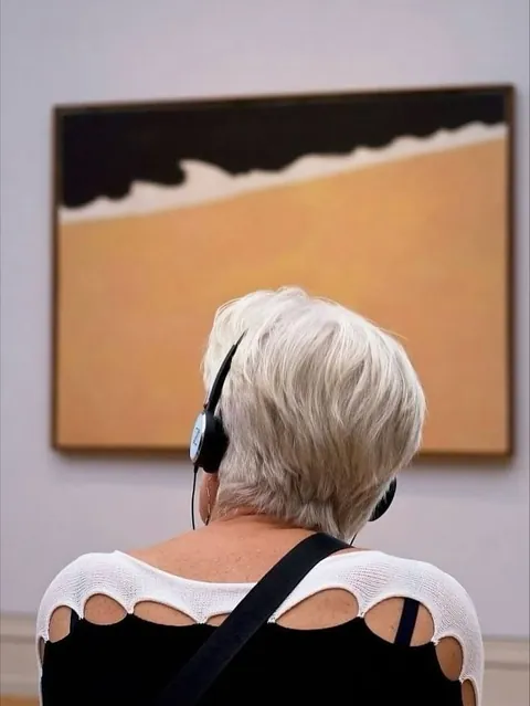 Photographer captures museum visitors who match the artwork on display.