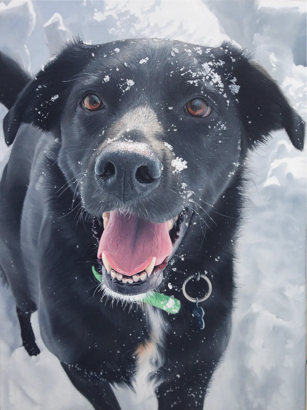 I painted this redditor's pup playing in the snow (oil on canvas), I hope you enjoy!