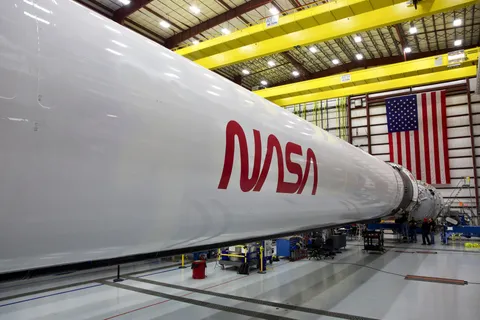 The SpaceX Falcon 9 rocket that will launch the Crew Dragon spacecraft, with NASA astronauts aboard