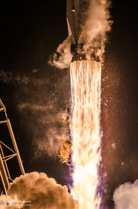 Closeup photograph I shot of Falcon 9's Merlin 1D engines during its 50th flight last week.