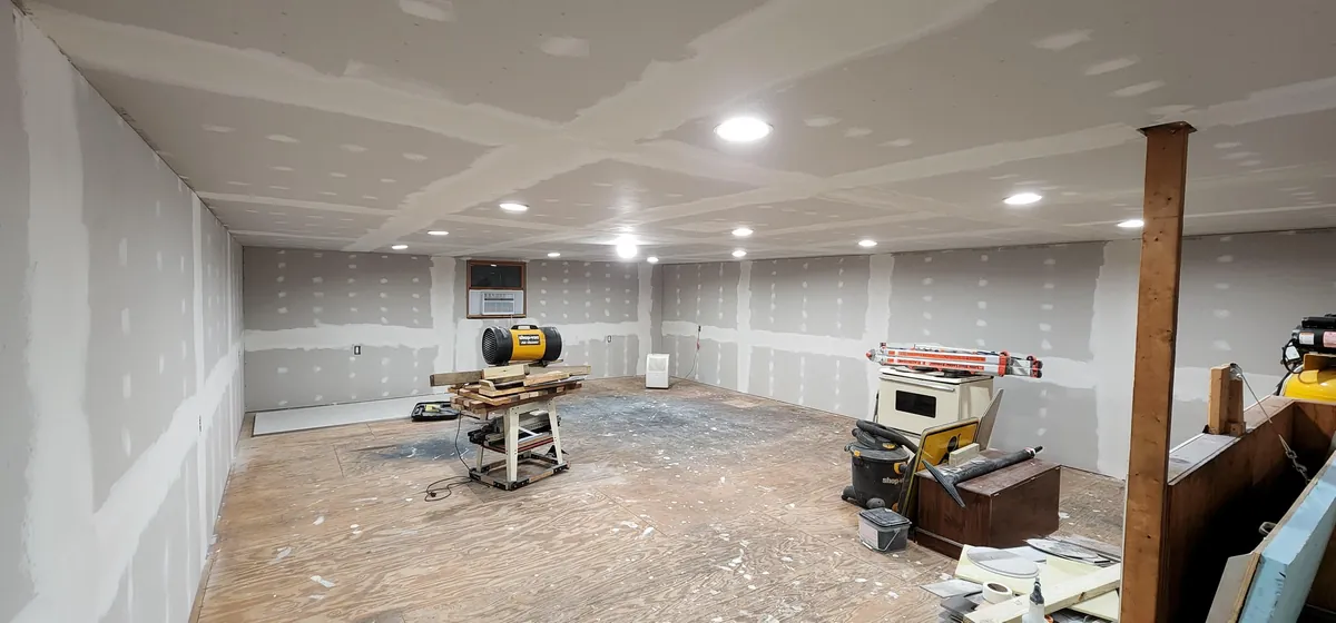 Finished the 2nd floor of my garage into a Home Theatre and Gym.
