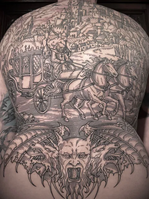 Dracula back piece made by me (Ivan Zagusta) at Zaraza tattoo shop in Warsaw, PL