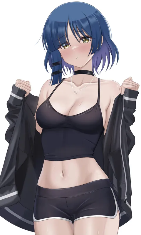 Ryo Blushing While Removing Her Jacket (Bocchi The Rock)