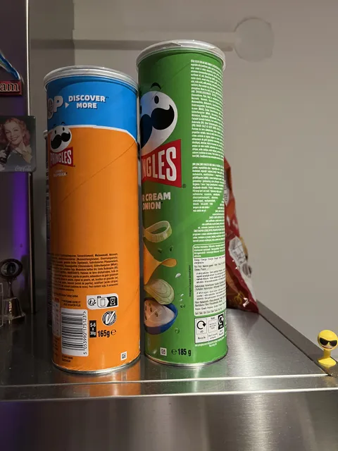 In Germany Pringels insidiously reduced the size of box (found out at home by co-incidence)