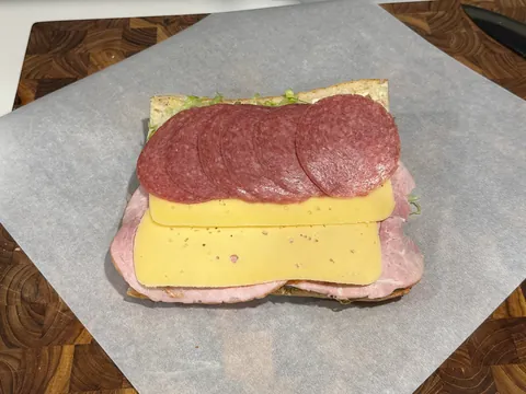 [homemade] salami, granny ham, baby swiss and other stuff.