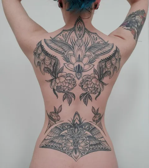 My back piece done by Jenn @ Mr. Blue Sky tattoo in Southern New Jersey