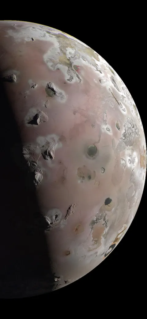 Io, the third largest moon of Jupiter captured by the Juno spacecraft