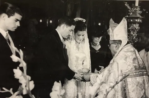 My grandparents during and after their wedding, 1947