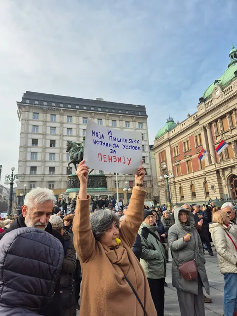Pensioners gathered this morning in Belgrade to express support for students, with slogans such as "Granny has woken up"; "The boomers are with you"; and many other quirky lines