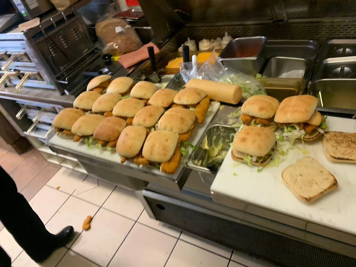 Person ordered 20 sandwiches in drive-thru and won't move ahead to wait in the parking lot.