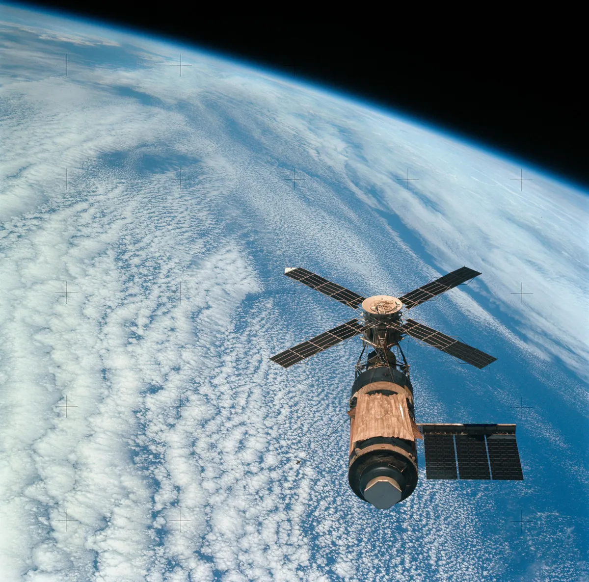 The last photo of Skylab, America's first - and only - exclusive space station, taken in 1974.