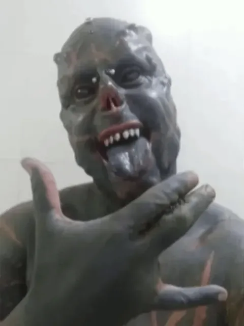 [Sensitive Content] Michel Praddo, known as "Diabão" (big devil), celebrated the end of the mask mandate by completely removing his ears. Around 85% of his body is covered in ink, he turns 50 later this year.