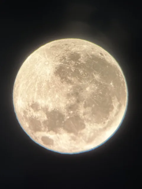 I went and got my first library card since I was a kid. First thing I did was check out a telescope. Here’s tonight’s full moon. (OC)