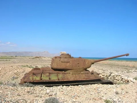 An Abandoned T-34 Tank On The Yemeni Island Of Socotra.