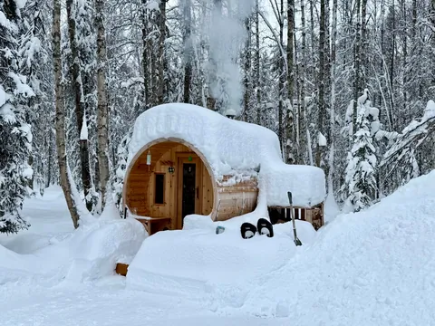 Heating up my sauna near Talkeetna, Alaska