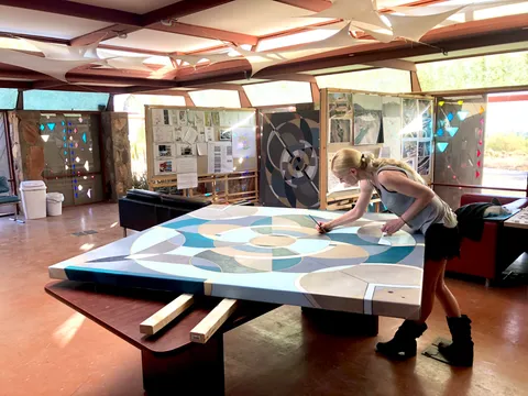 Here I am at the Frank Lloyd Wright school of architecture working on one of my Ecliptic paintings.