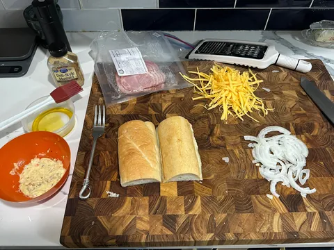 [homemade] smoked butt and cheddar w/onion and onion