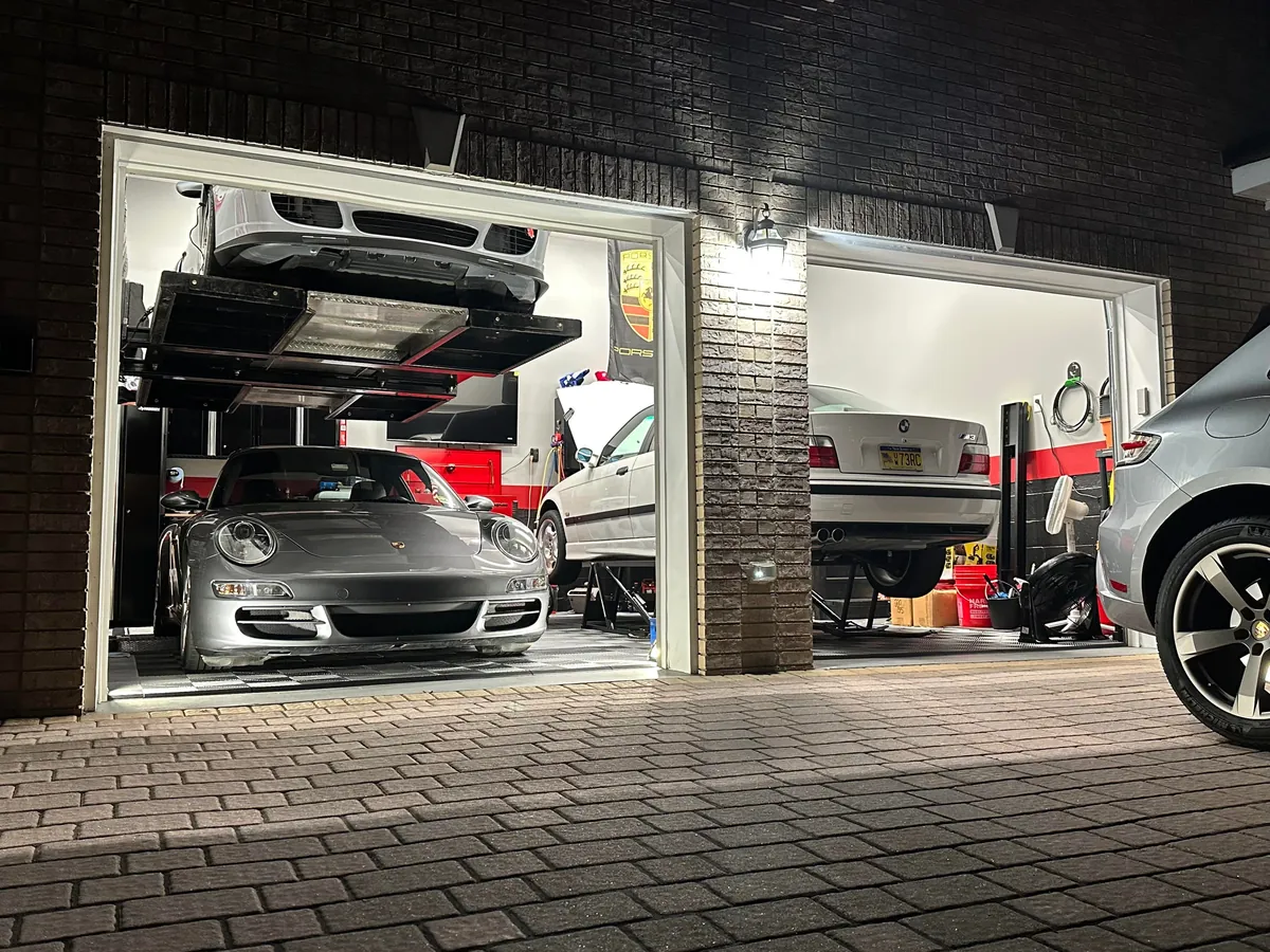 Maximizing space of a working 19x22 garage. Before and After