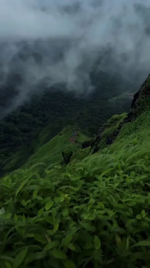 Sahyadri mountains ( western ghats ) during monsoon season , india