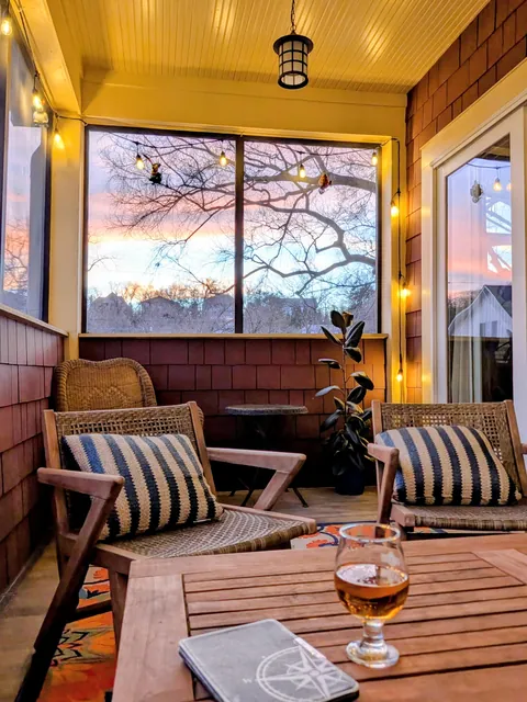 Enclosed balcony at sunset