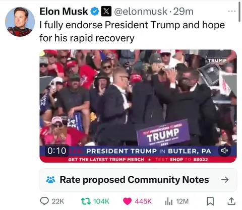 Elon Musk endorses President Trump 