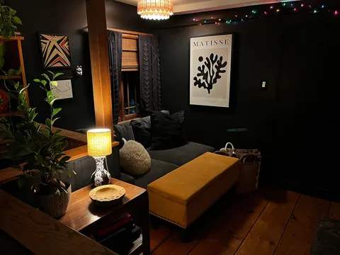 My downstairs living room, kitchen, entry way, music room and bathroom