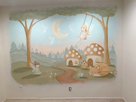 Storybook mural I painted for my baby niece’s nursery